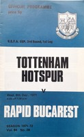 Tottenham Hotspur FC - Rapid Bucarest, oficiální program zápasu Poháru UEFA (8.12.1971)