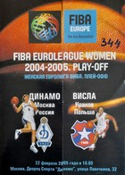 Program zápasu Dinamo Moskva - Wisla Krakov v basketbalové Eurolize žen (22.2.2005)