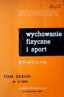čtvrtletník "Tělesná výchova a sport" Ročník XXXVIII č. 2/1994