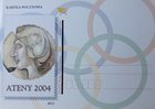 Pohlednice zobrazující poštovní známku Olympijských her v Aténách 2004