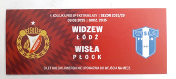 Widzew Lodz - Wisla Plock (9.8.2025), sběratelská vstupenka na zápas PKO BP Ekstraklasy (oficiální produkt)