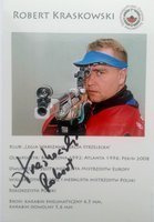 Fotografie s autogramem Robert Kraskowski, střelba (polský olympionik Barcelona 1992, Atlanta 1996, Peking 2008)