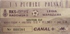 RKS FAMEG Radomsko - Legia Warszawa Polský pohár (10.11.2001) vstupenka na zápas