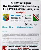 MKS Odra Wodzislaw Slaski - Legia Varšava I liga (01.04.2000) vstupenka