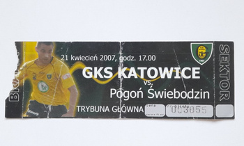 Szczakowianka Jaworzno - GKS Katowice, vstupenka na zápas III. ligy, tribuna pro hosty (sezóna 2006-07)