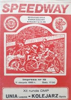 Kolejarz Opole - Unia Leszno (11.8.1985) Program zápasu polské speedwayové ligy