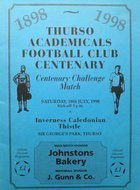 Thurso Academicals FC - Inverness CT Centenary Challenge Match program (18.07.1998)