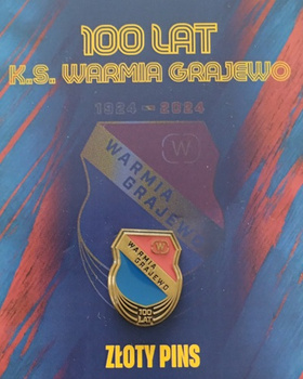 Odznak s erbem Warmia Grajewo 100 let - zlatý (oficiální produkt, smalt)