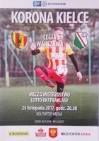 Korona Kielce - Legia Varšava Lotto Ekstraklasa (25.11.2017) oficiální program