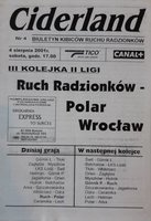 Ruch Radzionków - Polar Wrocław II liga oficiální program (04.08.2001)