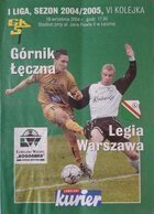 Górnik Łęczna - Legia Warszawa I liga oficiální program (19.09.2004)