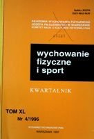 Čtvrtletník Tělesná výchova a sport Ročník XL č. 4/1996