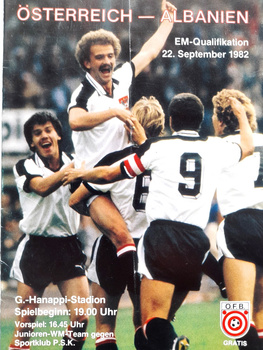 Rakousko - Albánie, oficiální program zápasu kvalifikace UEFA Euro 1984 (22.9.1982)