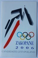 Nálepka s logem. Kandidát na pořádání Zimních olympijských her Zakopané 2006