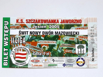 Szczakowianka Jaworzno - GKS Katowice, vstupenka na zápas III. ligy, tribuna pro hosty (sezóna 2006-07)
