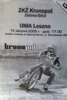 Program speedwayové ligy ZKZ Kronopol Zielona Gora - Unia Leszno (12.08.2005)