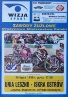 Program Unia Leszno - Iskra Ostrów Wielkopolski (26.07.1998)