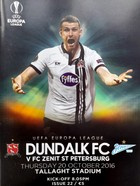 Dundalk FC - FC Zenit St Petersburg, oficiální program zápasu Evropské ligy UEFA (20.10.2016)