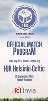HJK Helsinki - Celtic FC, oficiální program zápasu Poháru UEFA (28.9.2000)