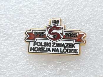 Odznak ke 100. výročí založení Polského svazu ledního hokeje 1925-2025 (lak)