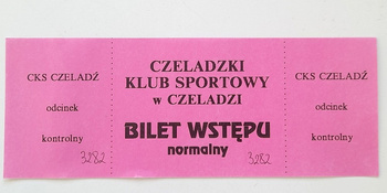 Vstupenka na fotbalový zápas CKS Czeladz