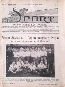 Dvoutýdenní ilustrovaný časopis Sport, Lvov (č. 74, 8.11.1923)
