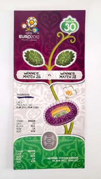 Německo - Itálie, semifinále UEFA Euro 2012 oficiální vstupenka na zápas (28.6.2012)