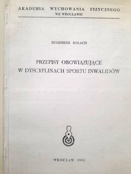 Pravidla platná pro sportovní disciplíny pro zdravotně postižené (Wroclawská akademie tělesné výchovy)