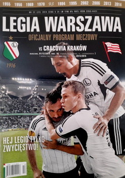 Legia Varšava - Cracovia, T-Mobile Ekstraklasa (1.12.2014) oficiální program zápasu