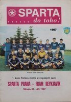 Sparta Praha - Fram Reykjavík Pohár mistrů oficiální program (30.08.1987)