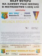 Odra Wodzislaw Slaski - Pogon Szczecin I liga (04.05.2002) vstupenka