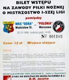 MKS Odra Wodzislaw Slaski - Polonia Warsaw I liga (30.10.1999) ticket
