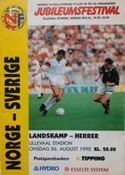 Norwey - Švédsko 90. výročí turnaje oficiální program (26.08.1992)