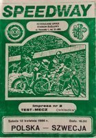 Oficiální program Polsko - Švédsko Speedway (12.04.1986)