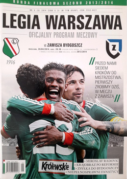 Legia Varšava - Zawisza Bydgoszcz, T-Mobile Ekstraklasa (26.4.2014) oficiální program zápasu
