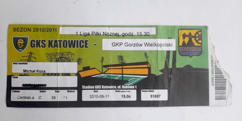 GKS Katowice - GKP Gorzów Wielkopolski, vstupenka na zápas I. ligy (11.9.2010)