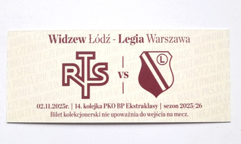 Widzew Lodz - Rakow Czestochowa (28.9.2025), sběratelská vstupenka na zápas PKO BP Ekstraklasy (oficiální produkt)
