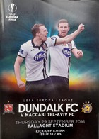 Dundalk FC - Maccabi Tel-Aviv, oficiální program zápasu Evropské ligy UEFA (29.9.2016)