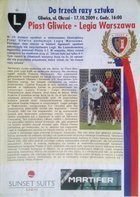 Piast Gliwice - Legia Varšava Ekstraklasa (17.10.2009) program