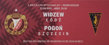 Widzew Lodz - Pogon Szczecin (22.8.2025), sběratelská vstupenka na zápas PKO BP Ekstraklasy (oficiální produkt)