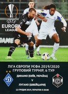 Dinamo Kyjev - FC Lugano, Evropská liga UEFA (12.12.2019) Oficiální program