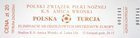 Polsko - Turecko UEFA Euro U-21 qualyfing vstupenka (12.11.1999)