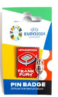 Odznak hostitelského města Frankfurt s 2D miniaturou trofeje UEFA Euro 2024 Německo - odznak (oficiální licencovaný produkt)