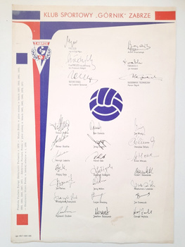 KS Górnik Zabrze leták 1971 autogramy hráčů, trenérů a aktivistů