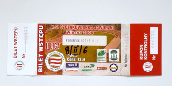 Szczakowianka Jaworzno - GKS Katowice, vstupenka na zápas III. ligy, tribuna pro hosty (sezóna 2006-07)